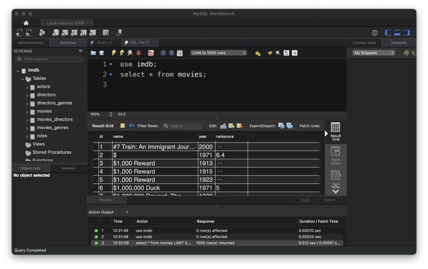 My sql workbench